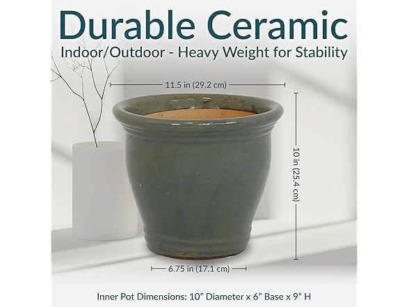 Sunnydaze Round Ceramic Planter - Set of 2