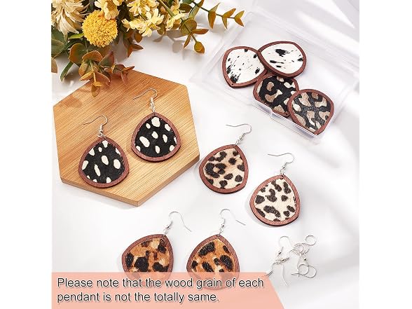 OLYCRAFT 30 Pcs Leopard Wood Earring
