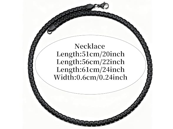 Black Stainless Flat Link Chain, 22"