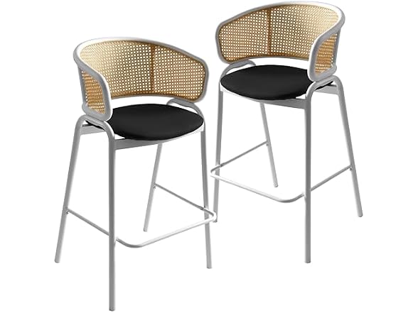 Leisuremod Ervilla Bar Stools w/White Steel