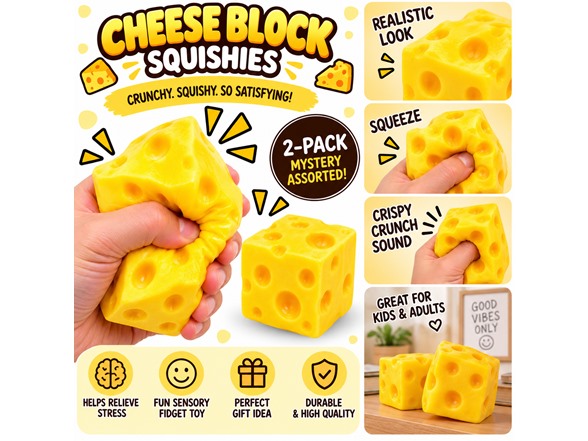 Cheese Block Crunch Squishy 2Pk