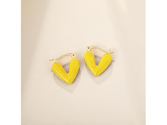 POSUR Enamel Heart Gold Hoop Earring