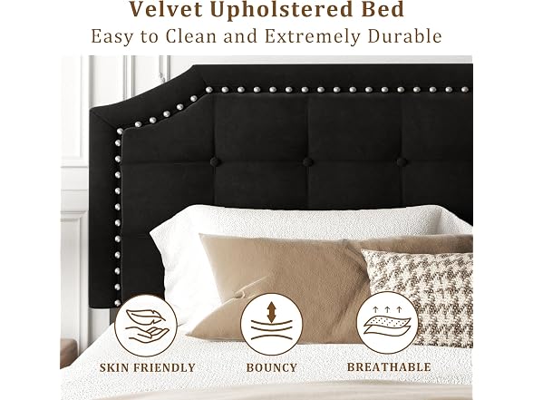 King Platform Bed Frame, Upholstered