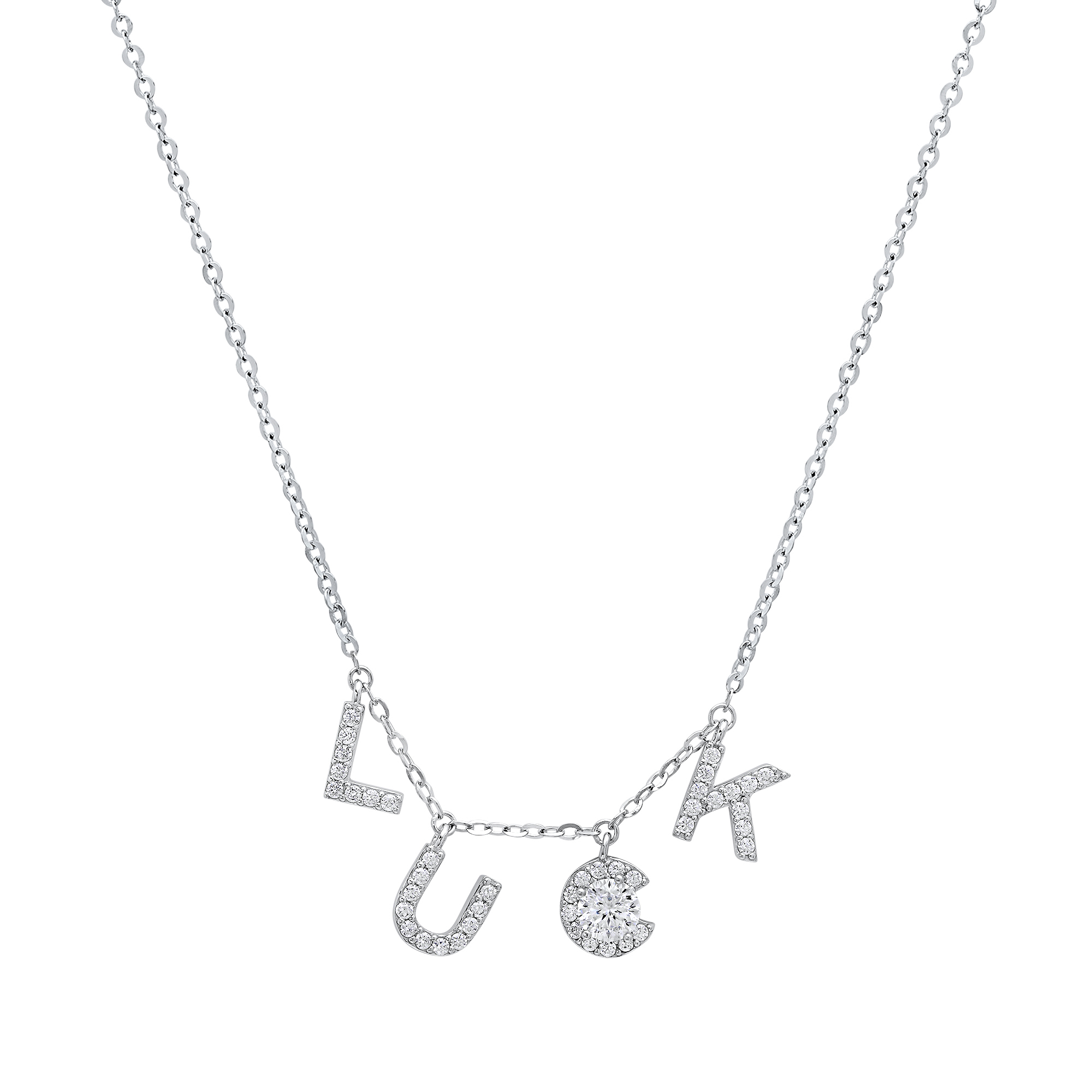 Diamond Luck Letter Pendant Necklace - Gallery 5