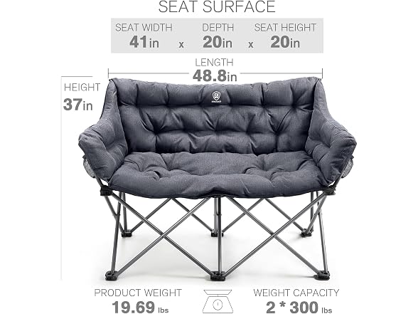 EVER ADVANCED Grey Double Camping Chair