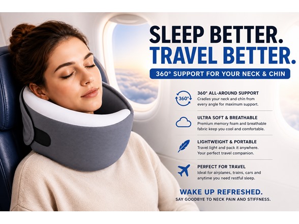Neck Travel Pillow w/ Eye Mask