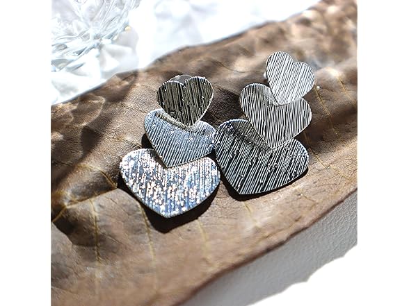 ConeyClare Triple Heart Stud Earrings Silver