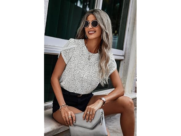 Angashion Women (XL) Tops Casual Lace Crochet Top