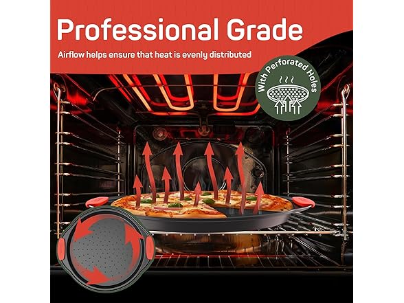 Non-Stick Pizza Pan with Silicone Handle 2 Pack
