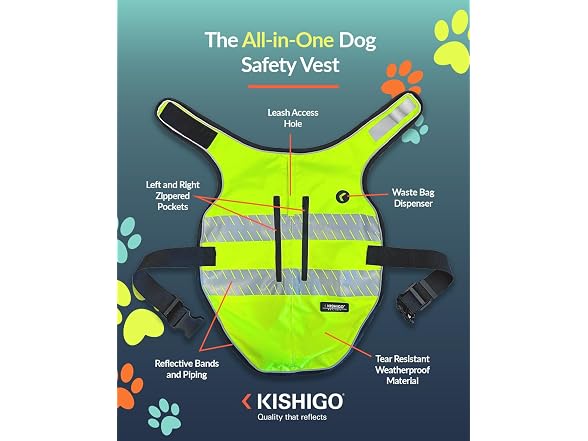 Reflective Dog Safety Vest Lime Medium