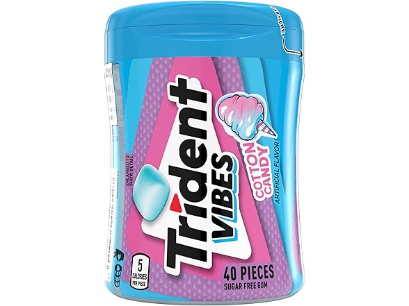40CT Trident Vibes Sugar-Free Gum, Cotton Candy