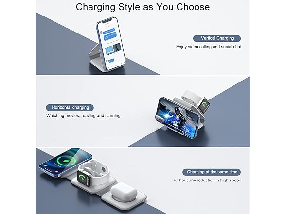RTOPS Magnetic Foldable 3-in-1 Charging Station