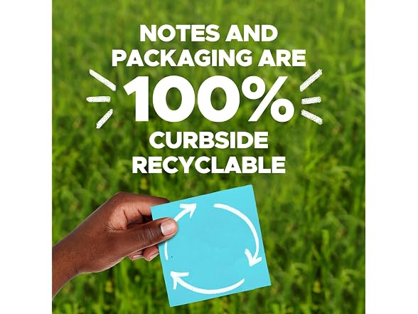 Post-it 100% Recycled Super Sticky Notes, 3 x 3 in, Canary Yellow, 12 Pads