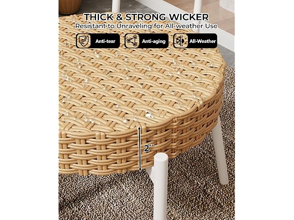 GarveeLife 3 Piece Wicker Patio Bistro Furniture Set