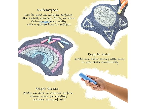 BAZIC Products Jumbo Sidewalk Chalks 6 Colors