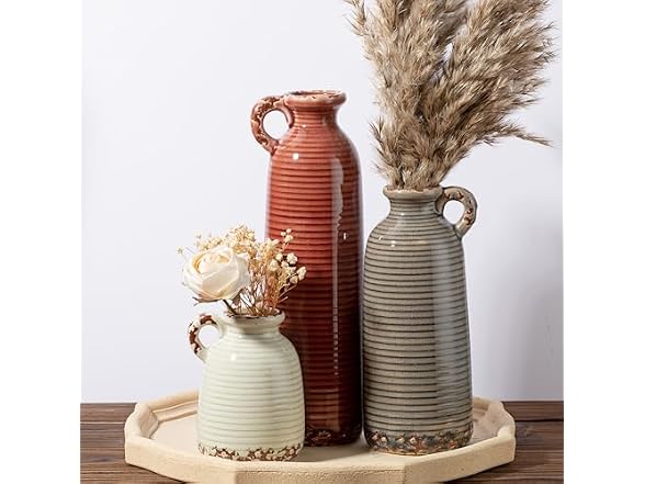 LIFESTYLO Ceramic Vintage Vase Set of 3