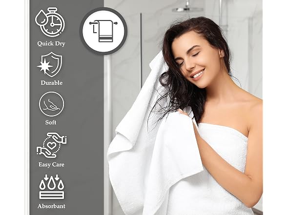 GOLD TEXTILES 48 White Economy Bath Towels Bulk