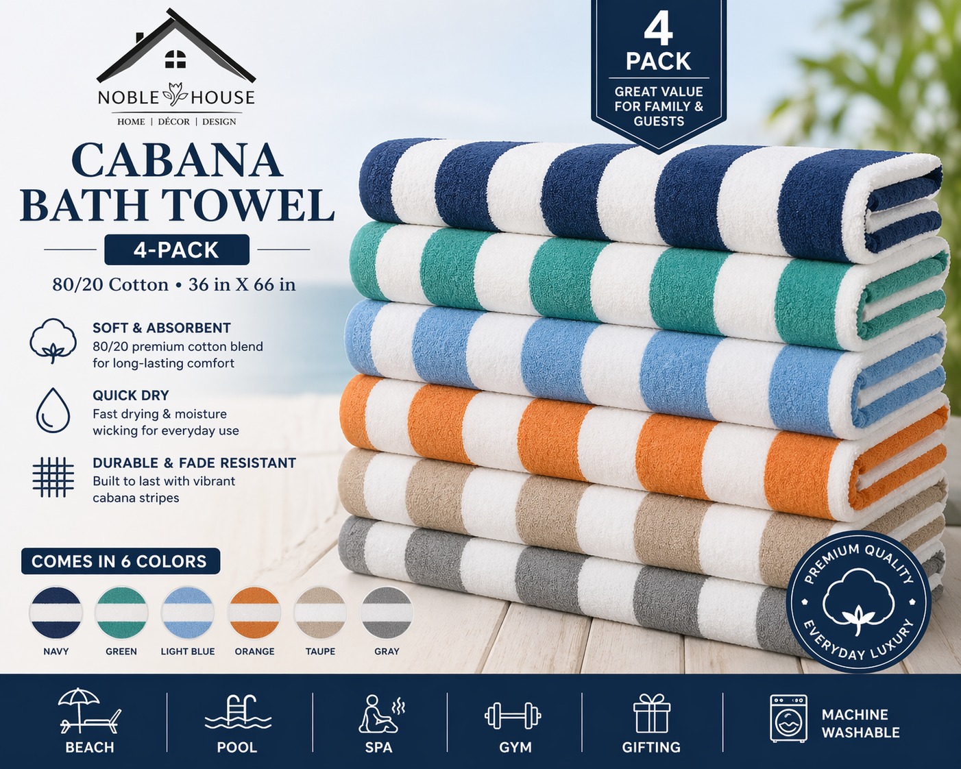 Multi-Pack Cabana Towels - Gallery 23
