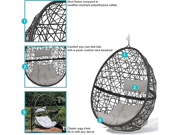 Sunnydaze Decor Resin Wicker Egg Chair -Choose Color