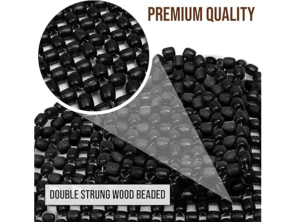 Zone Tech SE0036 Black Wood Beaded Seat Cushion 2 pack