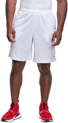 Champion mens 9" Shorts, Mesh Shorts, 9", Mesh Basketball Shorts, Mesh Gym running shorts, White-407q88, Small US