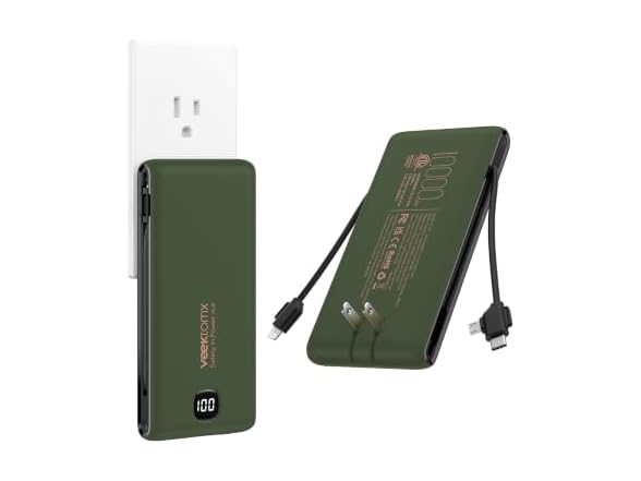 VEEKTOMX 10000mAh 30W Power Bank Built-In Cable