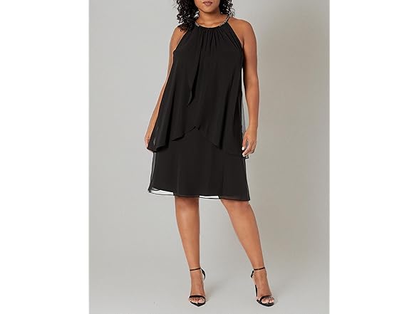 S.L. Fashions Women's Black Dress (14 Plus)
