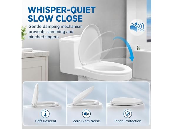 JINGZE Elongated Toilet Seat Slow Close