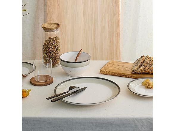 Earth & Clay Harlow 12-Piece Dinnerware Set Earthenware, Beige