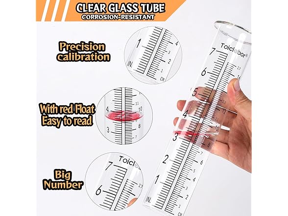 Toiclebor RM-BS7-001 Rain Gauge Outdoor Dual-scale