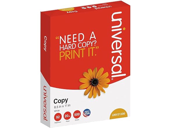 Universal UNV21200 8.5 in. x 11 in. 92 Bright Copy Paper