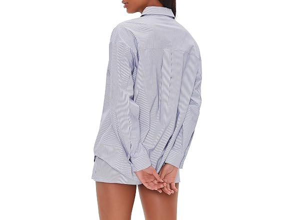 Forever 21 (L) Pinstriped Button-Front Shirt
