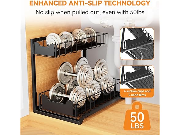 Cegkanenx 2 Pack Metal Under Sink Organizer