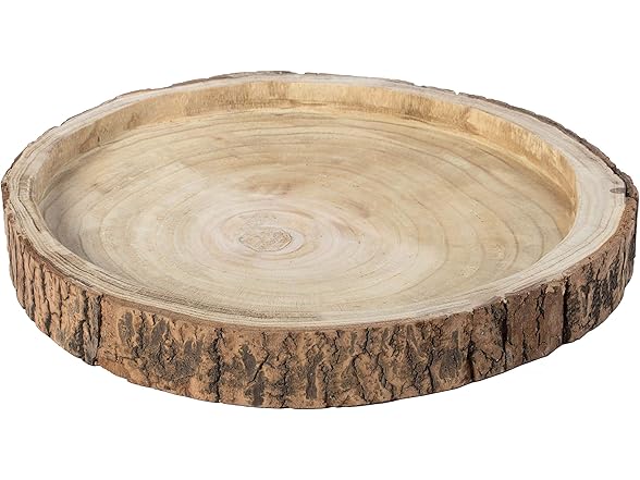 Wood Tree Bark Indented Display Tray 