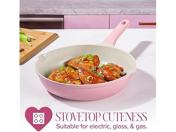Paris Hilton Ceramic Cast Aluminum Nonstick Fry Pan 11-Inch, Pink