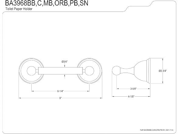 Kingston Brass BA3968ORB Restoration Toilet Paper Holder