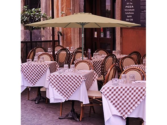 YSSOA 9' Patio Umbrella with 50lbs 20" Capacity Fillable Heavy Duty Round Base