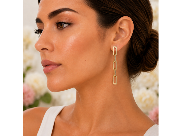 18K Gold Plated Link Drop Earrings