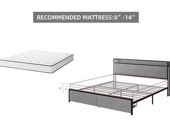GAOMON Queen Size Bed Frame with 2 Storage Drawers