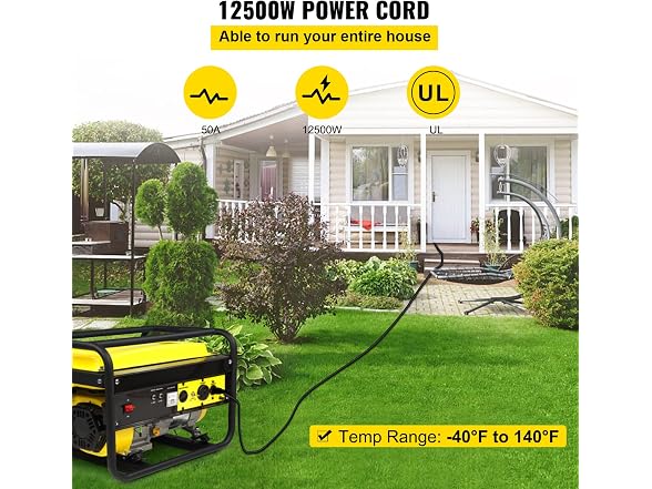 25' 50A RV Camp Power Cord Generator Cord 6/3