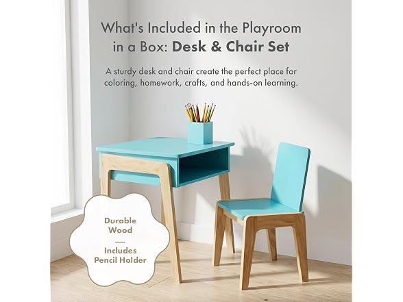 Humble Crew Kids Desk and Chair Set with Bookcase, Toddler Activity Table
