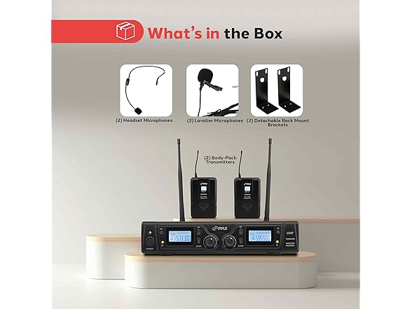 Pyle UHF Wireless Microphone & Rack Mountable Receiver System