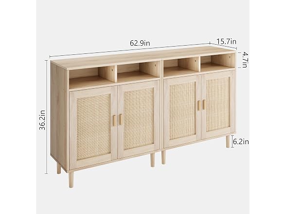 Set of 2 Rattan Sideboard, Natural