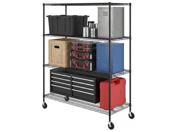SafeRacks NSF 4-Tier Steel Wire Rack w/Wheels (24"x60"x72")