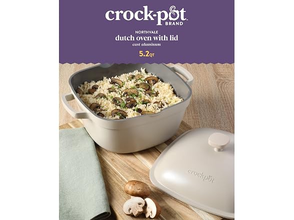 Crock-Pot Northvale Cast Aluminum Lightweight Durable 5.2 Quart 