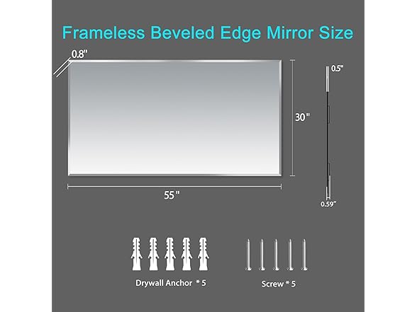 Frameless Beveled Bathroom Mirror