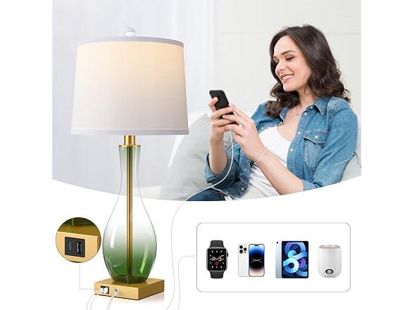WIHTU Glass Table Lamps, Green