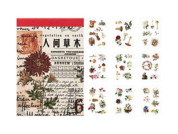 Gracilaria Vintage Plant Stickers Book