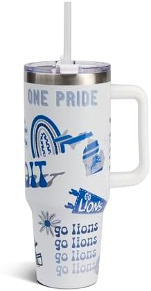 The Memory Company Official Licensed 40oz Team Spirit Stainless Steel Tumbler - Vacuum-Insulated Double-Wall Travel Cup With Handle and Straw Lid