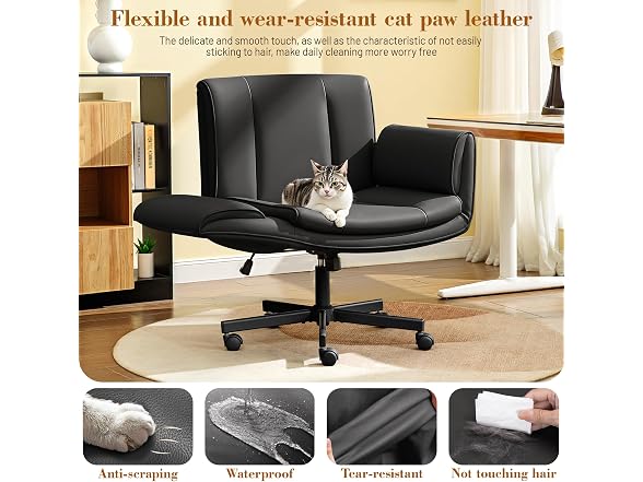 HeroSet W0893 Criss Cross Chair with Wheels Armrests 1 (Open Box)